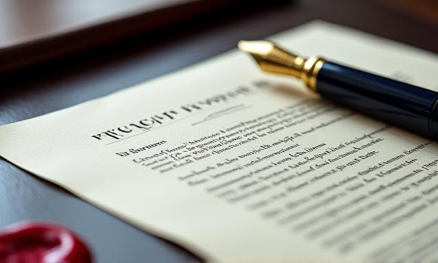 A legal document with a signature and a seal